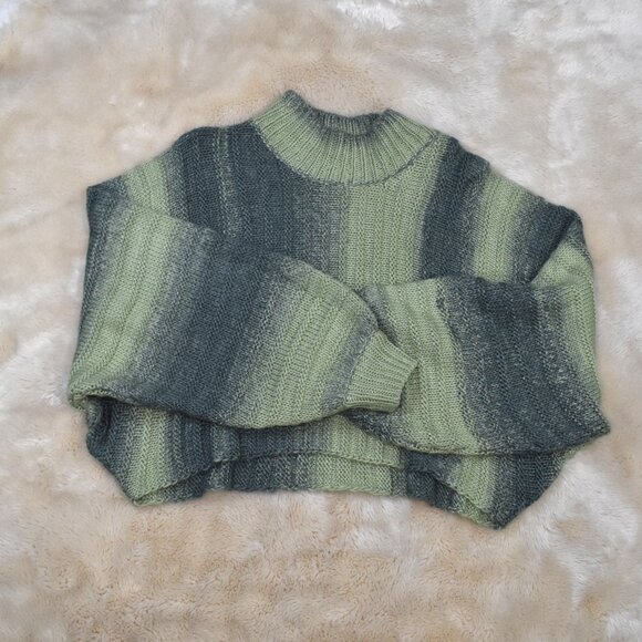POL Cropped Boxy Knit Sweater Green High Neck Women’s Size Medium - Picture 2 of 12